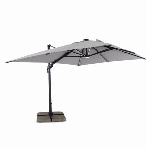 Sivumasto terassivarjo Scandipro Flexy aurinkokenno LED-valaistuksella