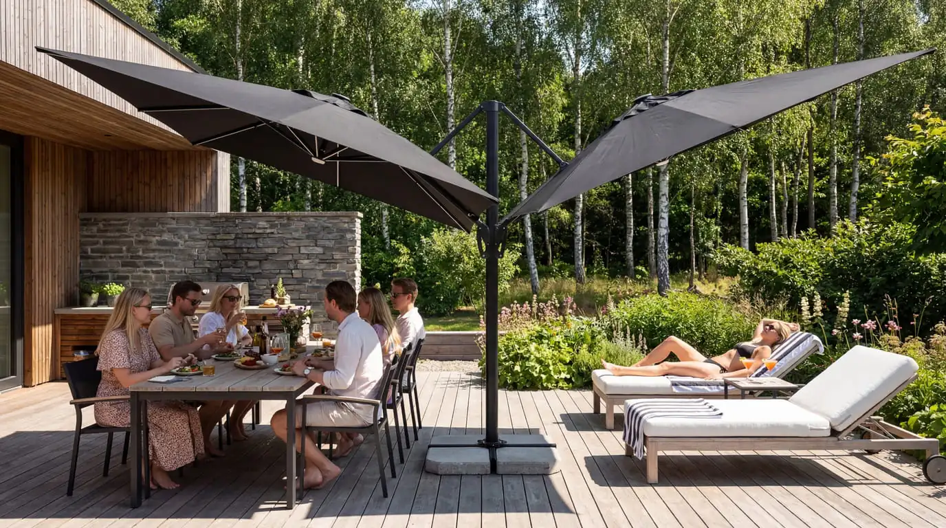 twin flexy terassivarjo