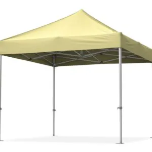 Pop Up teltta Scandipro 40 keltaisella katolla ja harmaan värisellä teräsrungoilla