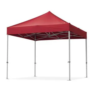 Punainen Scandipro 40 pop up teltta 3x3 m pystytettynä