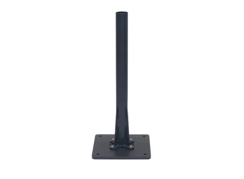 Musta antenni neliönmuotoisella pohjatasolla, pystyssä oleva langaton signaali- tai WiFi-antenni