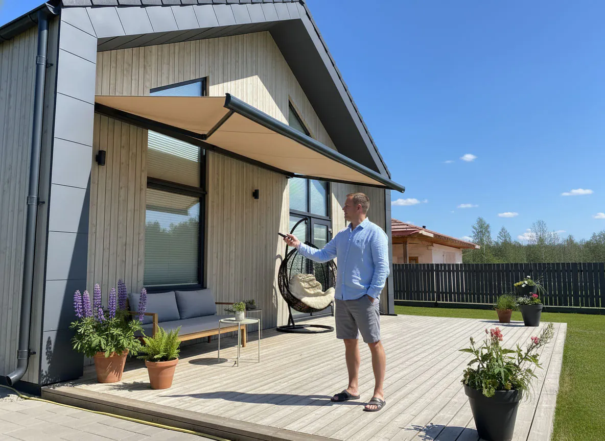 Mikä on moottoroitu terassimarkiisi? 1 moottoroitu terassimarkiisi