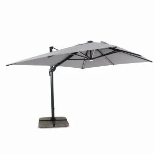 Sivumasto terassivarjo Scandipro Flexy aurinkokenno LED-valaistuksella