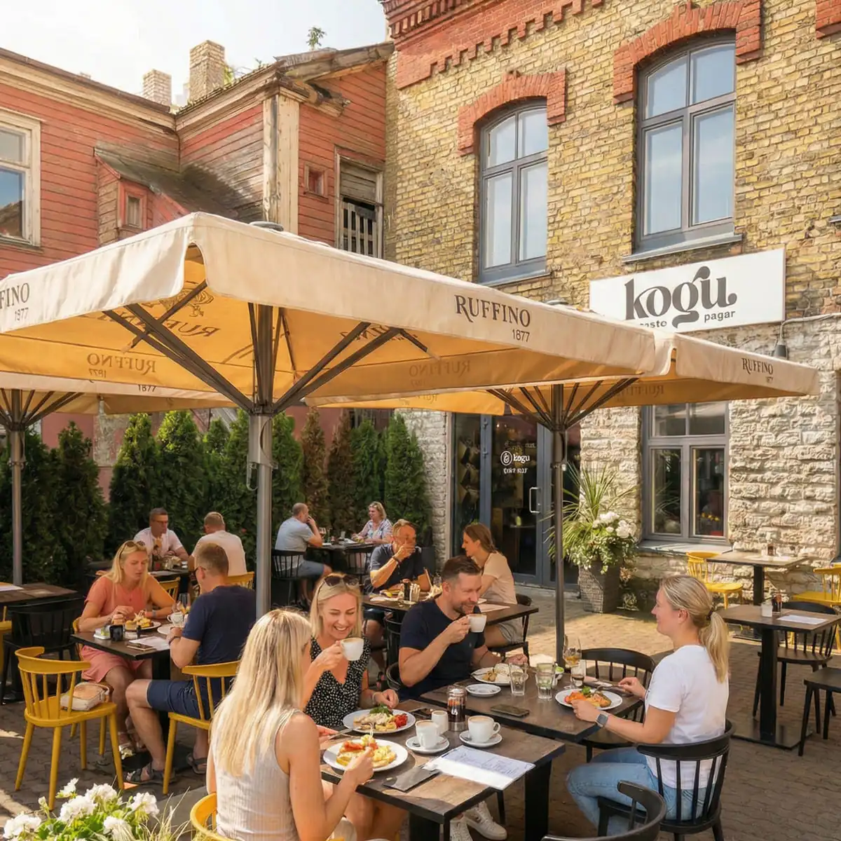HoReCa-terassivarjot ravintolan terassilla
