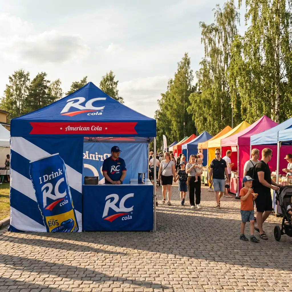 RC cola digipainatus pop up teltta